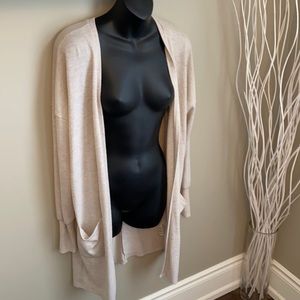 Long light knit beige cardigan